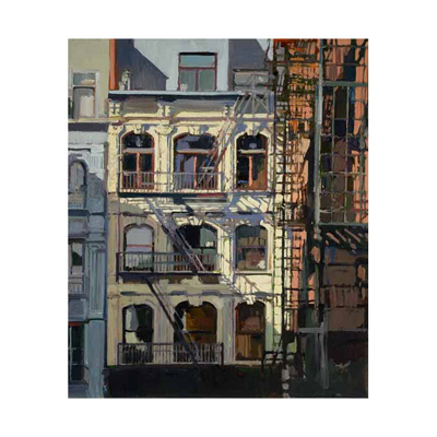 illustration of brownstone, building, New York, East Coast, city, Francis Livingston