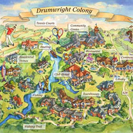 illustration of Design, Figurative, Watercolor, Architectural, Corporate, Editorial, Landscape, Maps, People, Posters