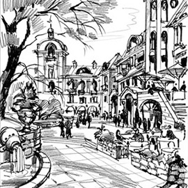 illustration of Black & White, Design, Line, Pencil, Adventure, Annual Report, Architectural, Corporate, Editorial, Industrial