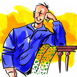 illustration of Graphic, Impressionistic, Line with Color, Painterly, Humor, Leisure, People