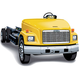 illustration of Realistic vector illustration of a school bus chassis for Freightliner Trucks