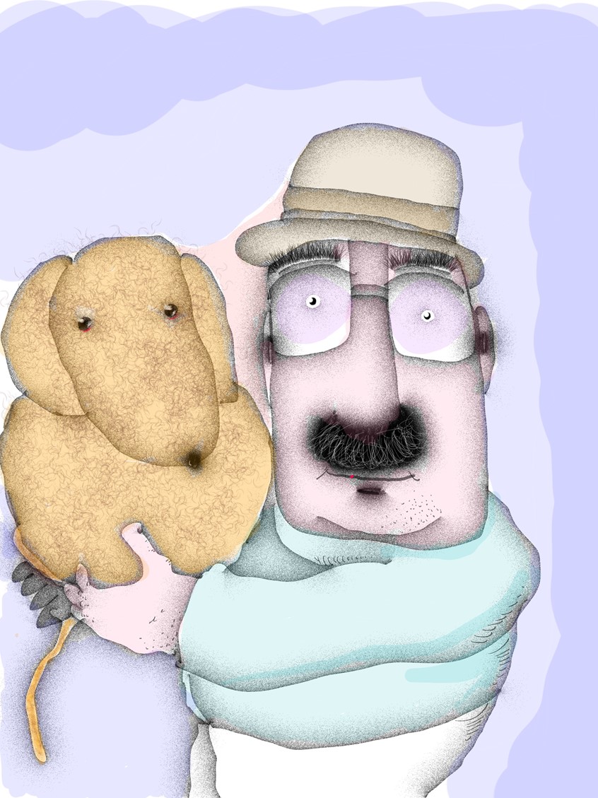 illustration of Friend, cartoon, illustration, digital art, pets, cats, Dog, dogs, lifestyle, humor, comic, beast, spontoonist, plotkin, puppy, furry, fluffy, pal