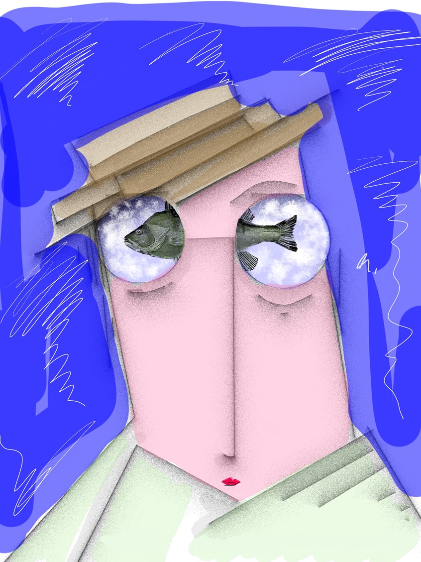 illustration of water, fish, ocean, pets, hobby, illustration, spontoonist, nature, climate warming, cartoon, humorous, editorial, children's books, book cover, edgy, mixed media, enviornmental, science, Spontoonist, Plotkin