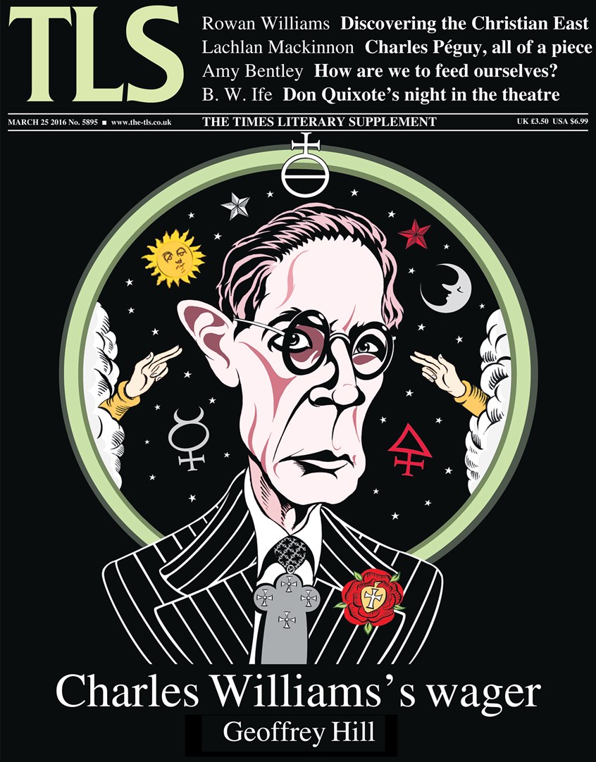 illustration of cover illustration for the Times Literary Supplement, depicting one of the lesser-known members of the Inklings (the literary group that included CS Lewis and JRR Tolkien).
The portrait required the inclusion of various masonic and religious symbols associated with Williams’ mystical writings, while also reflecting his connection to Rosacrucianism.