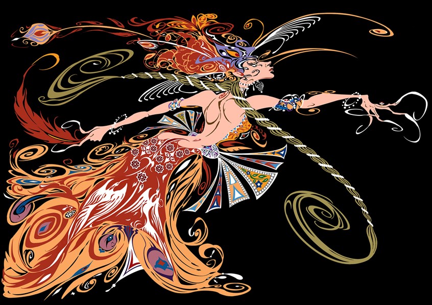 illustration of from Igor Stravinsky's ballet / based on the costume design by Leon Bakst. Color version of the original black-and-white image that was part of my ‘Mariinsky’ exhibition. I also used this picture on the cover of ‘Sweet Art’, a self-published paperback, from 2015, collecting twenty years of my illustration work