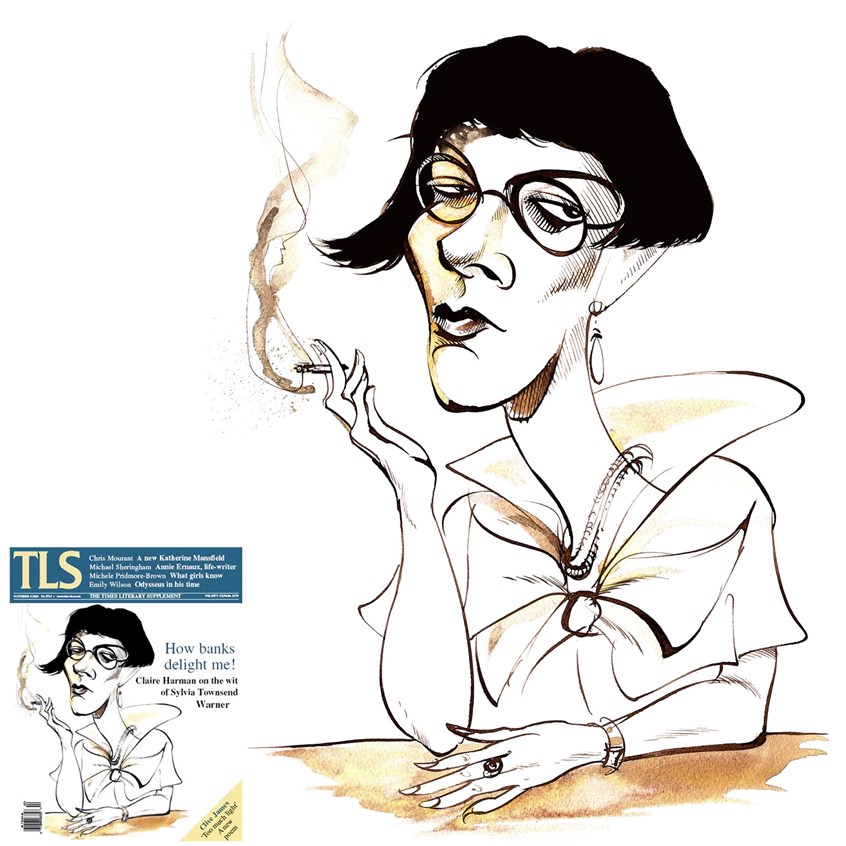 illustration of caricature of the English writer, commissioned by the Times Literary Supplement. I did prepare another version of this image with Ms T Warner holding a pen - but, I guess the TLS were happy to keep the cigarette (!)