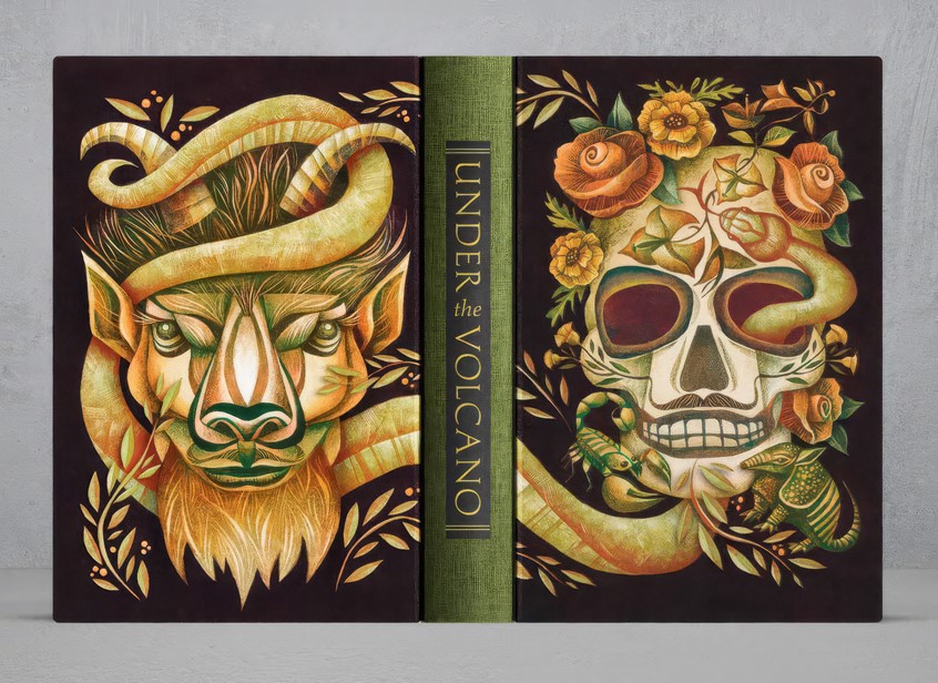 illustration of Under the Volcano (Suntup Editions)
One of the greatest novels of the 20th century, “Under the Volcano” is Malcolm Lowry’s powerful and lyrical statement on the human condition, and a brilliant portrayal of one man’s constant struggle against the forces that threaten to destroy him.
Day of the Dead, Dia de los Muertos, La Catrina, Mexico, Novel, 20th Century Classic Literature
Alcoholism, Existentialism, Decent, Darkness,
Tragedy, Destruction, Divine, Love, Volcano, Skull, Snake, Goat