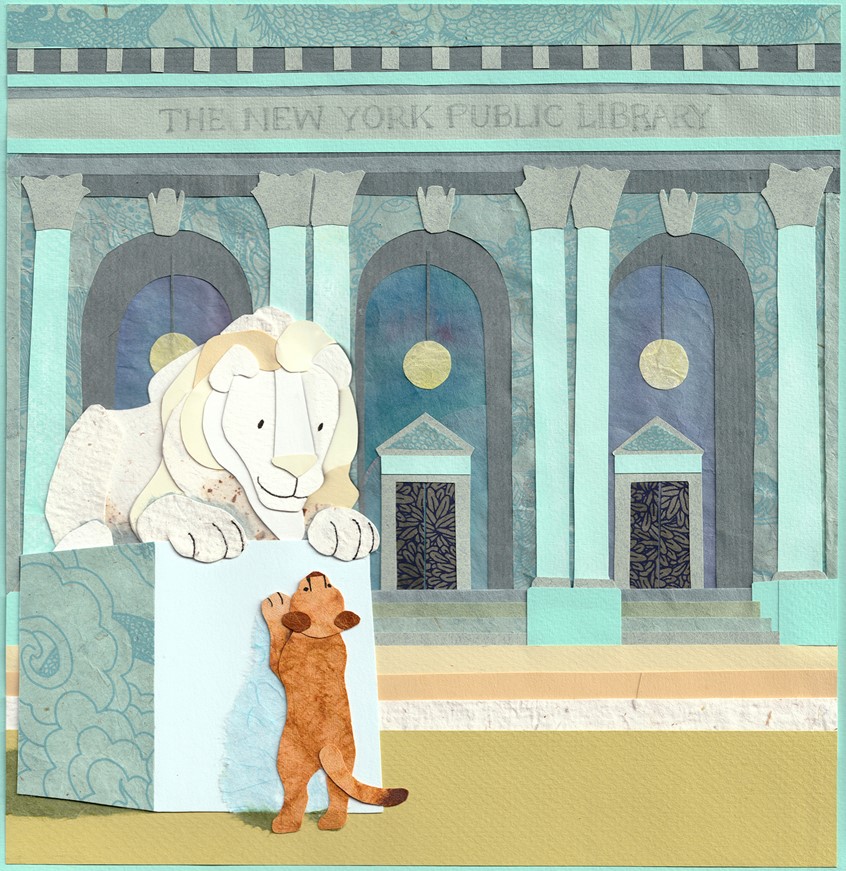 illustration of Private commission
Literacy, education, read, reading, learn, learning, book, books, curiosity, explore, statue, Lion, cub, kid lit, NYPL, New York Public Library, library, NYC, New York City, landmark, animal, big cat, Kong-Savage