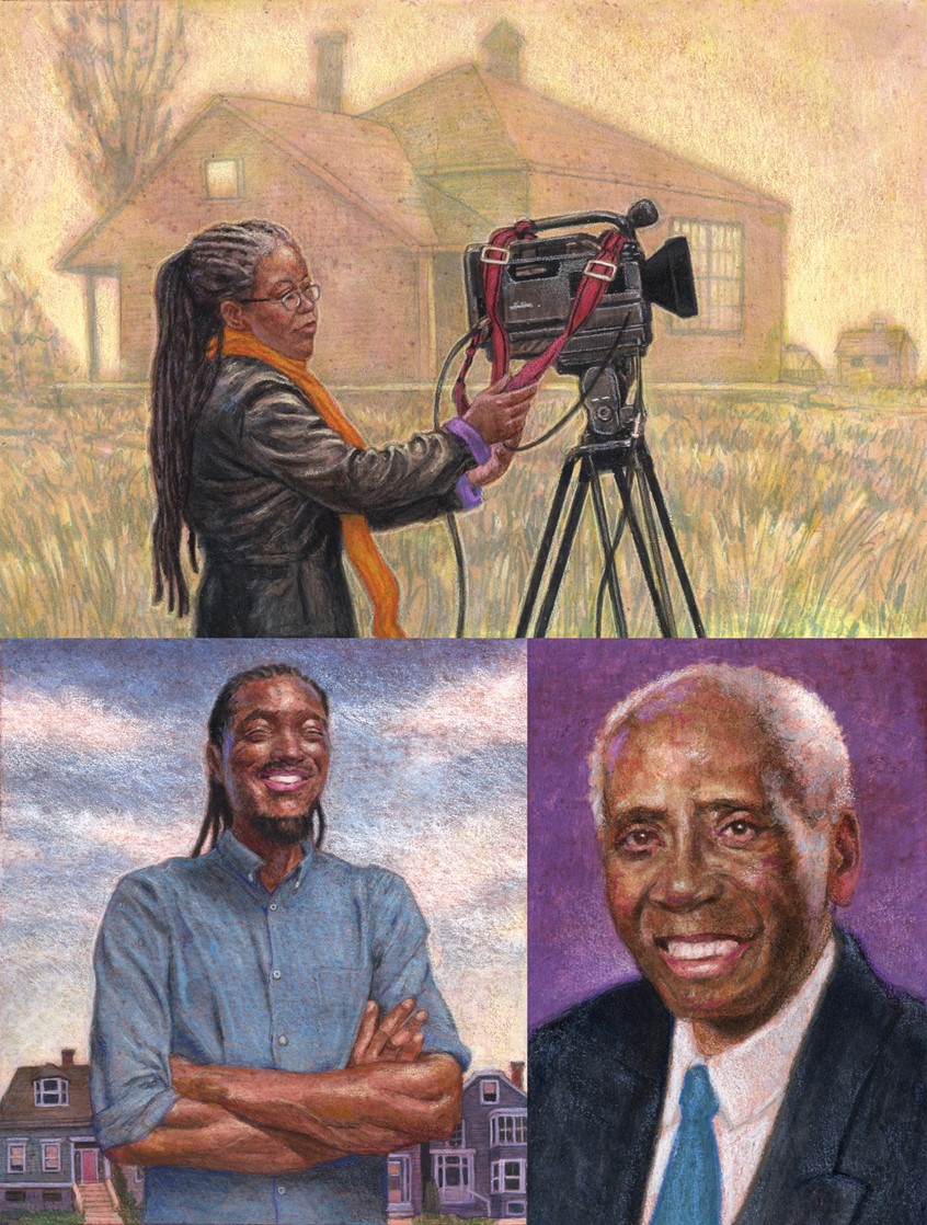 illustration of A full-colour illustrated book features over 50 amazing Black people from Nova Scotia, New Brunswick, Prince Edward Island, and Newfoundland and Labrador, sharing their incredible stories and accomplishments, past and present, music, singer, water, sea, ocean, light house, boxer, athletic, sports, activist, theater, speaker lights, poster, atmosphere, film. movie, photographry, actor. law, camera, happy, smile, portrait, comunity, leader