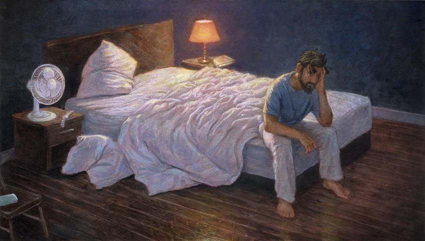 illustration of Blue Chalk Media Illustrations for a film production on sleep paralysis, Educational, young adult, Book cover, magazine cover. Text books, readers, adult, children, story, traditional illustration, fantasy, interior, room, sci-fi, night, dream, night, dream, nightmare, outer space, night,