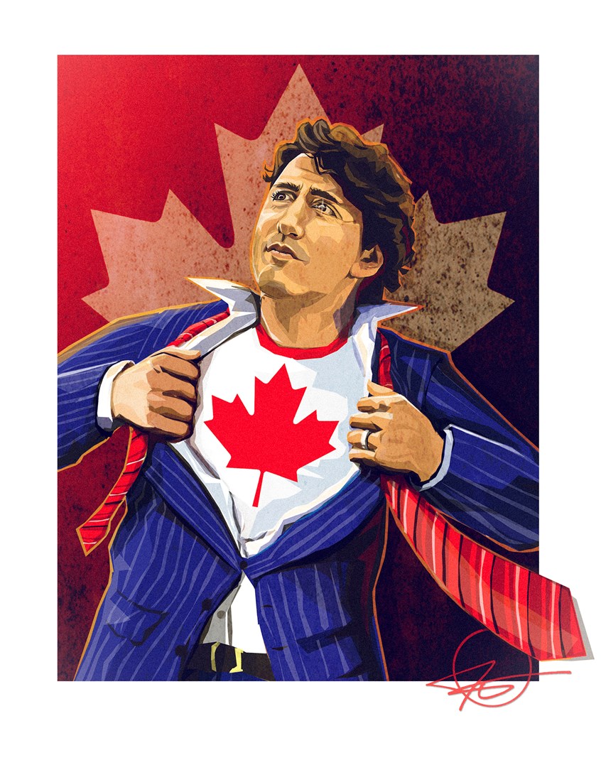 illustration of Canada's own superhero?
Illustrator, illustration, art, design, best, consumer, arts, Politics, prime minister, democracy, satire, funny, portrait, vote, world politics, editorial, cover, poster, humorous