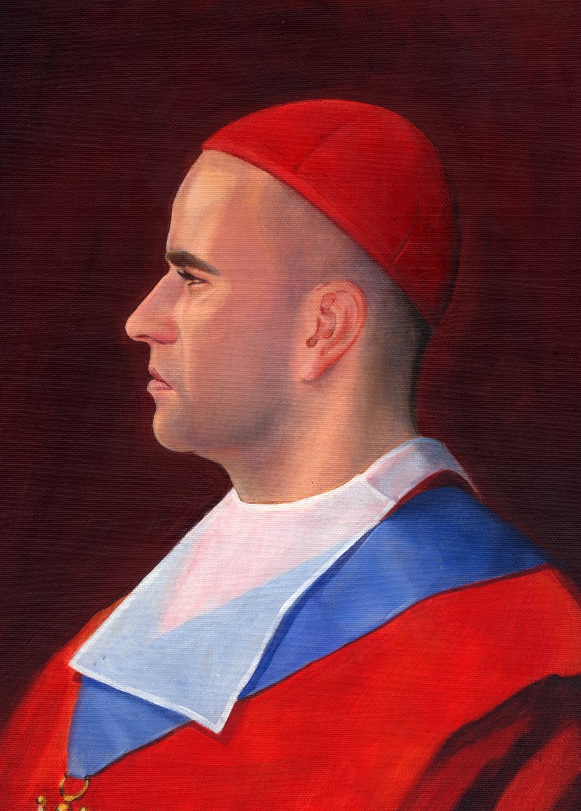 illustration of Period portrait of man, as part of a series of four for directors of St Lukes Advertising agency, oil paintings, digital paintings, portraits, people, pastiche, classical paintings, landscapes, editorial, advertising, acrylic paintings, poster, impressionistic, graphic style.