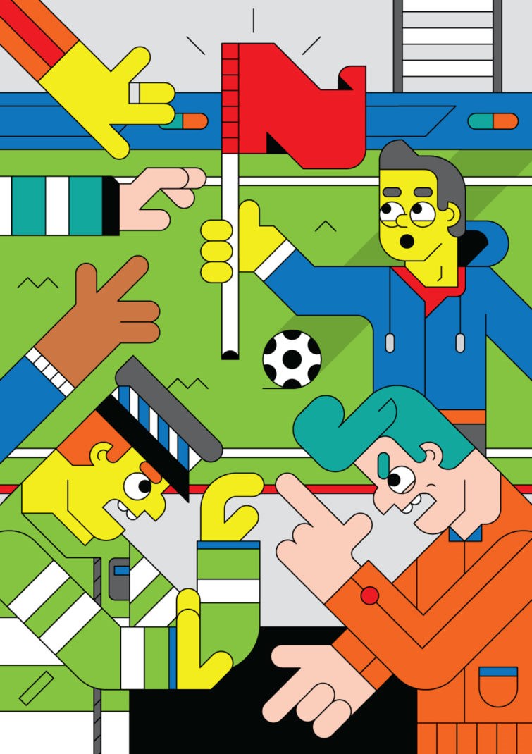 illustration of portrait, man, graphic, abstract, editorial illustration, design, publishing, tech, people, kids, sport, humour, cover, football, angry, police, portrait, men, graphic, abstract, editorial illustration, design, publishing, tech, people, kids, sport, humour, cover, music, orchestra, people, character design, cartoon, children's books, advertising, magazines, diversity, ethnic, help