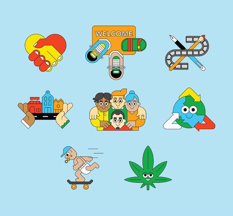 illustration of character design, editorial illustration, branding, magazines, publishing, pharmaceutical, drugs, digital health, comic, cartoon, children, children's books, logo, icon, gaming, games, toys, fun, medical, packaging, animation, family, travel, cannabis, weed, medicine, people, recycling, environmental, welcome, home, love, friendship,