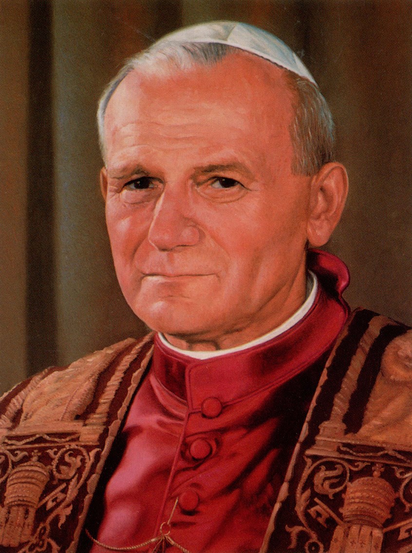 illustration of F/C illustration of portrait of Pope John Paul II, oil painting, acrylic painting, montage, editorial, historical paintings, book covers, portraits, people, architecture, landscapes, religious paintings, social studies.