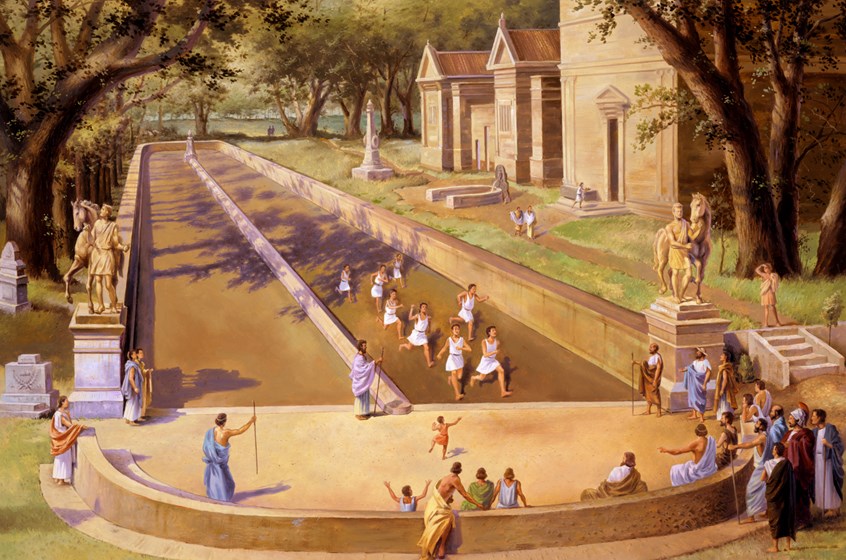 illustration of F/C illustration of Sparta depicting racing, oil painting, acrylic painting, montage, editorial, historical paintings, book covers, portraits, people, architecture, landscapes, religious paintings, social studies.