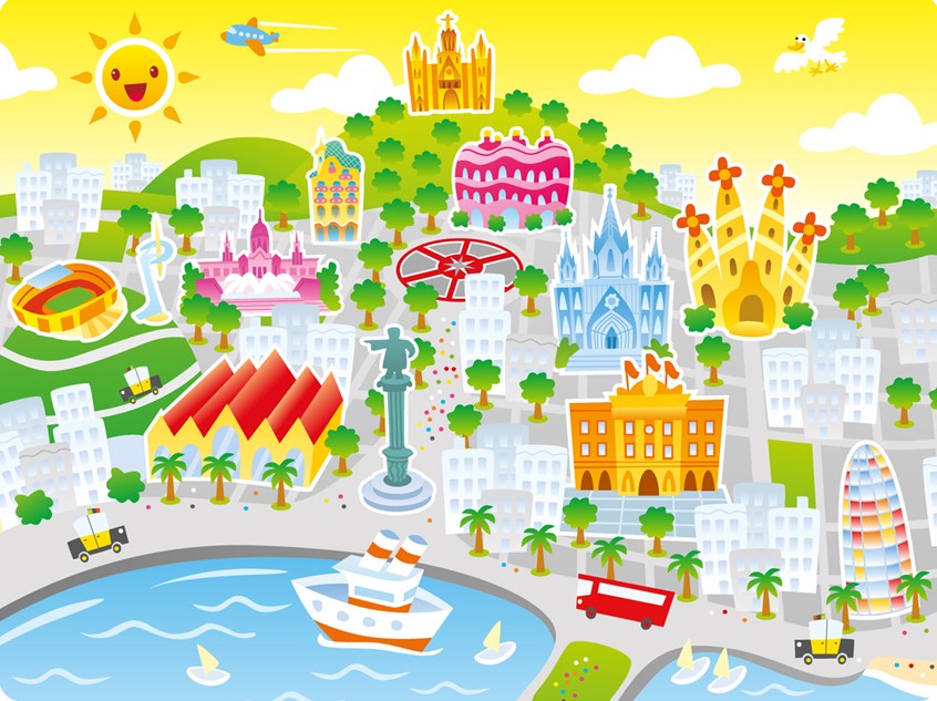 illustration of F/C illustration of map of Barcelona, anime character, social studies, cgi image, adobe photoshop image, adobe vector image, digital image, people, teens, children, photo illustration, realistic images, animation, portraits, children books, book covers, magazine illustrations, products, animals, editorial, landscapes, fantasy, architecture, illustrations of kids, science, montages, maps.