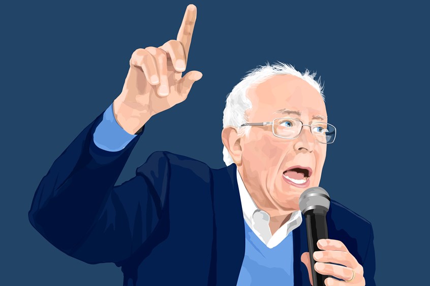 illustration of Color spot illustration to accompany the cover of Frankfurter Allgemeine Sonntagszeitung Sunday edition newspaper. Bernie Sanders, Politics, American Primary