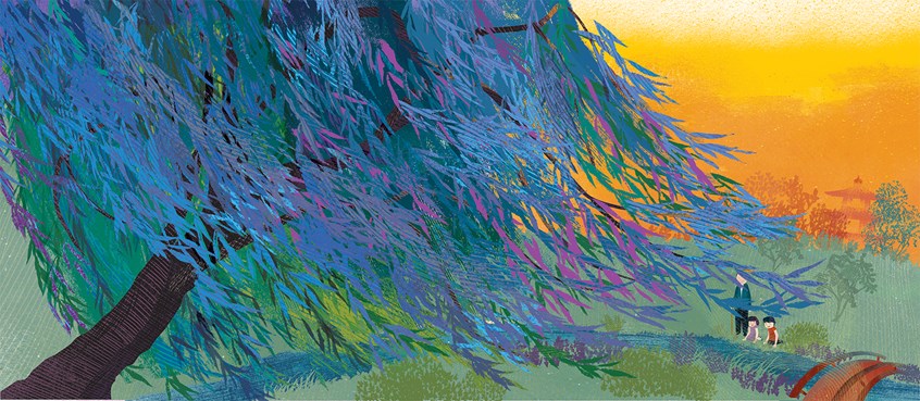 illustration of Illustration from Trees, by Verlie Hutchens, published by Simon and Schuster. In the review, Entrancing Poetry Picture Books, the New York Times writes,