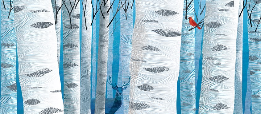 illustration of Illustration from Trees, by Verlie Hutchens, published by Simon and Schuster. In the review, Entrancing Poetry Picture Books, the New York Times writes,