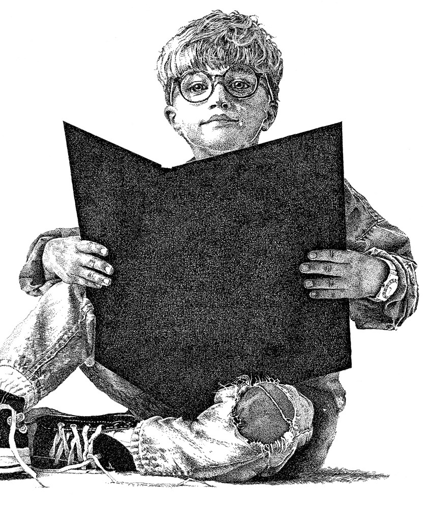illustration of Easy to read, learning to read, fun story
funny illustrations, glasses, teach children, creative, young readers, Children’s Fantasy, education, realistic illustrations, mother & daughter, father & son, family, family time, imagination, beautiful images, reading, black and white illustration, pen and ink, story time