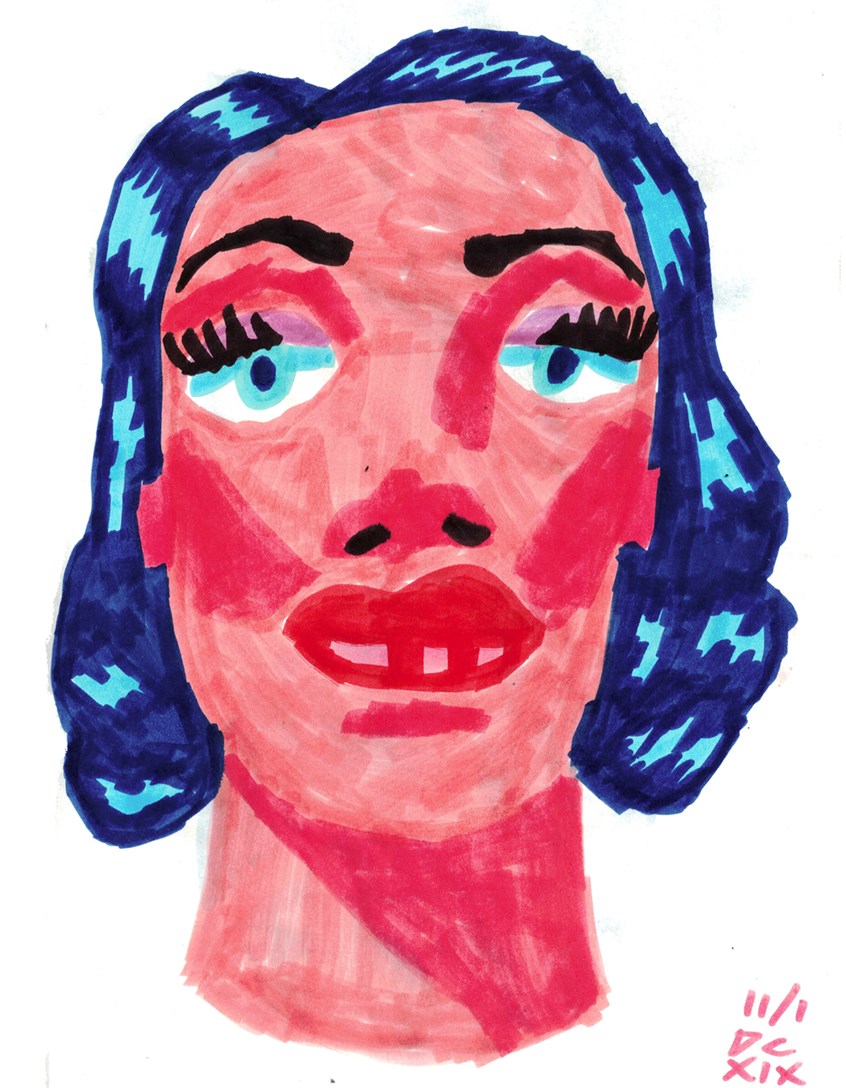 illustration of woman, portrait, marker, drawing, doodle, sketch, model, pose, hair, eyelash, eyelashes, makeup, pretty, feminine, beauty, style, stylist, beautiful, girl, gaze, stare, lipstick, eye shadow, eyebrow, cheeks, cheek, cheek bones, fashion, fashionista, posing, drag, drag queen, queen, celebrity, face, star