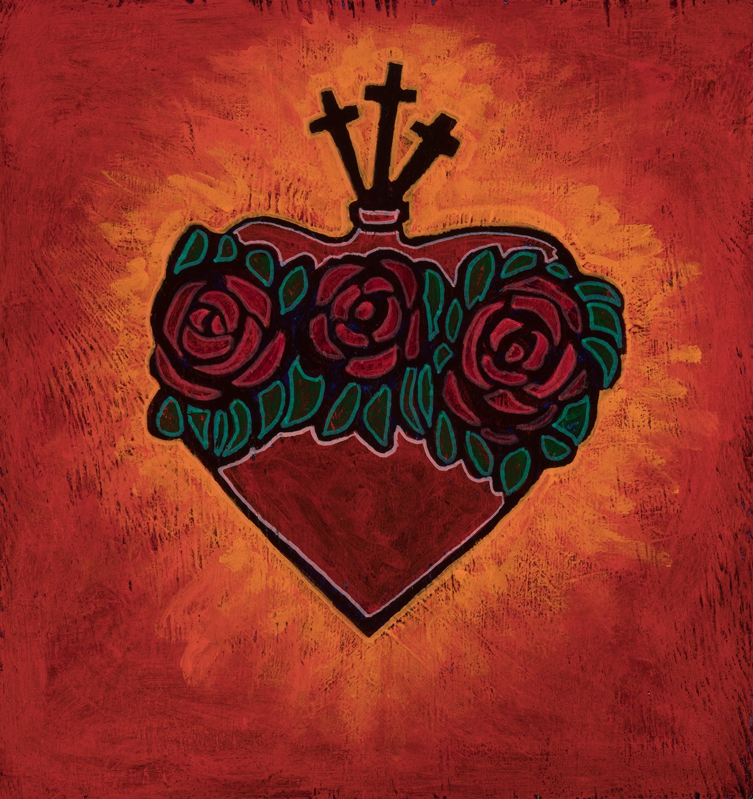 corazon con roses and crosses, 2019 Illustration by Jose Ramirez