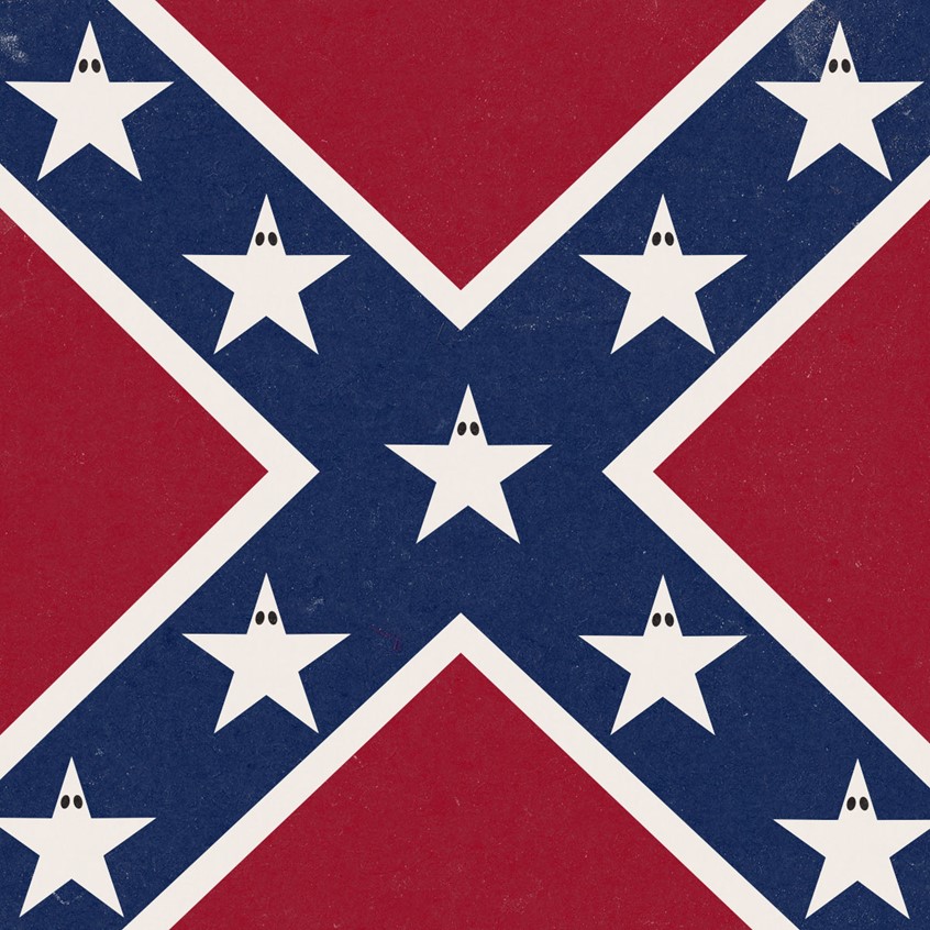 illustration of As the confederate flag and associated statues become banned throughout the American south, people cry out about their