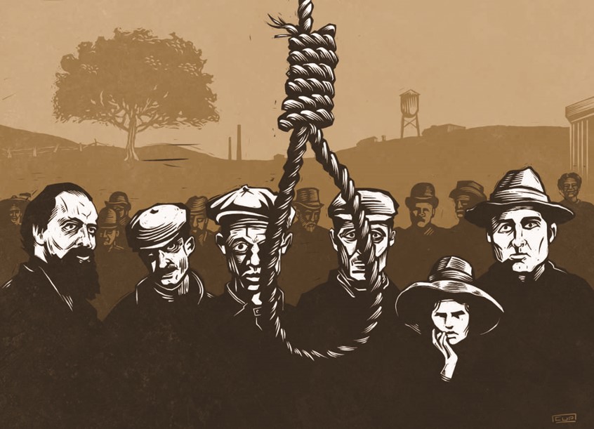 illustration of Kenosha’s Darkest Moments: How a 19th century hanging in Kenosha helps us think about what’s happening in the city in 2020.
Editorial illustration for Milwaukee Magazine.