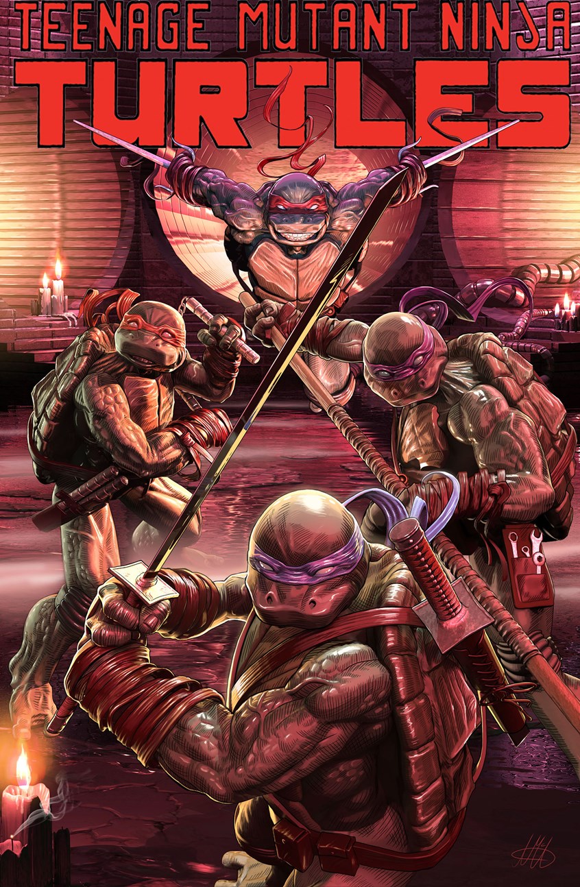 illustration of Cover commissioned by IDW for the latest run on IDW and Nickelodeon's Ninja Turtles title.
Designed in 3D using Zbrush, Keyshot and Photoshop.
Comics, Covers, Superheroes, Turtles, Ninjas, Heroes, IDW, Nickelodeon.