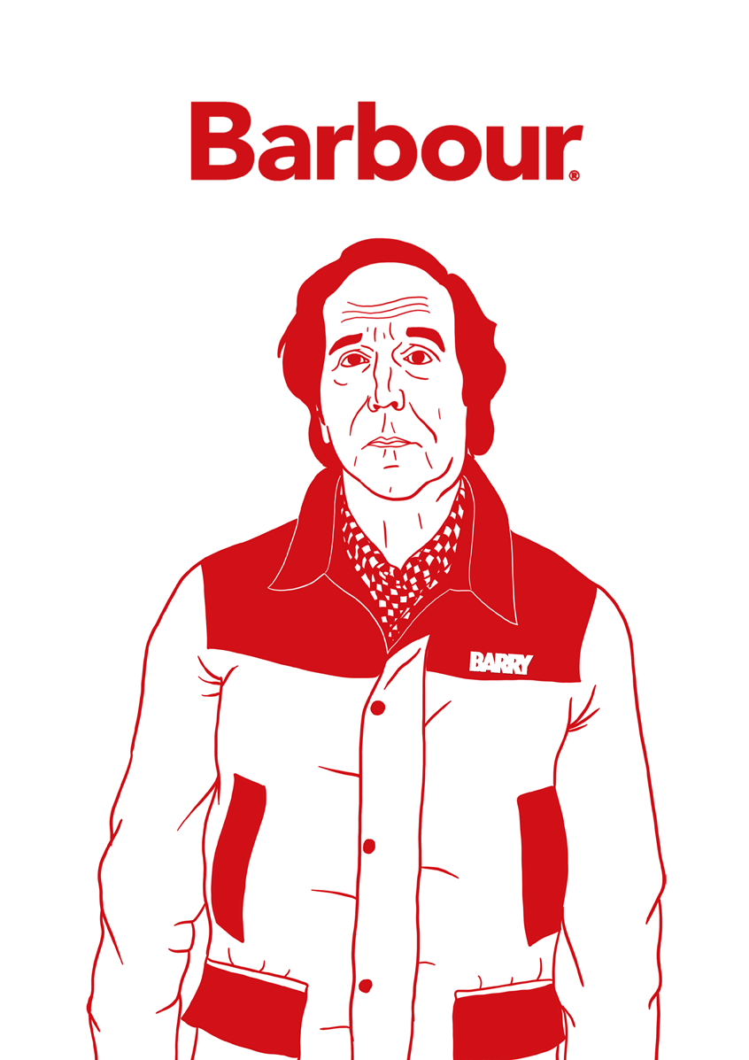 illustration of Imaginative advertising campaign mixing the brand Barbour and the HBO show Barry.
Tv show, serie, Barry, HBO, streaming, advertising, ad, entertainment.
Show, streaming, commercial, illustrator, illustration, art, graphic design, artwork, editorial, magazine, digital, brand, branding, brand identity, marketing, campaign, ad campaign, advertising campaign, print, concept, idea, poster, portrait, people, actors, acting, red, advertisement, fashion, textile