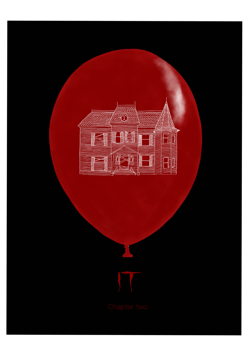 illustration of Poster representing the house and the balloon in the movie It 2.
Movie, poster, clown, house, architecture, advertising, ad, entertainment, commercial, film, it, it 2, illustrator, illustration, art, graphic design, artwork, editorial, magazine, digital, print.