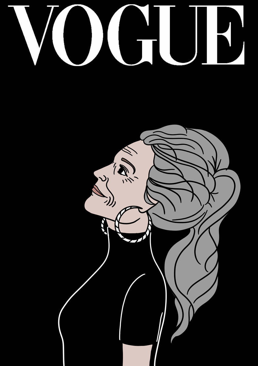 illustration of Imaginative Vogue cover with Daphne Selfe.
Advertising, ad, entertainement, commercial, illustrator, illustration, art, graphic design, artwork, editorial, magazine, digital, brand, branding, brand identity, marketing, campaign, ad campaign, advertising campaign, print, concept, idea, poster, portrait, people, advertisement, model, fashion, mode, cover, vogue cover, women, icon.