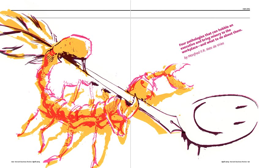 illustration of scorpion, horoscope zodiac smiley face ceo reform behavior study symbol sign personality pen writing signing cancer pisces jokes executive arachnid spider yellow screen print ethical pharmaceutical medication psycology psychiatry
business harsh environment study