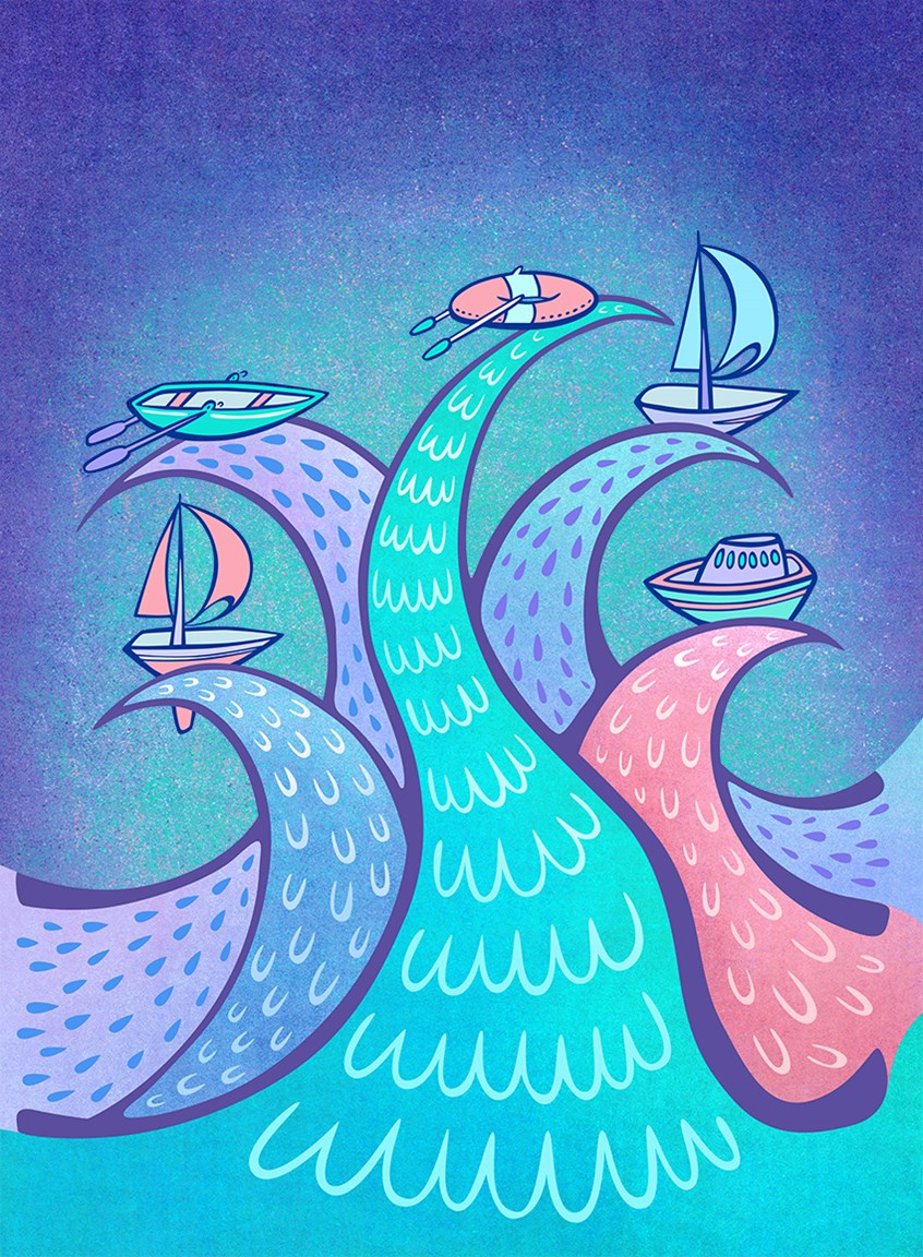 illustration of Empowering people with disabilities in the workplace, and when they are championed, the whole staff benefits.
Boat, Ocean, Landscape, Metaphor, Graphic, Editorial