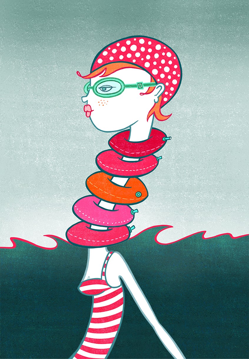 illustration of This is a personal piece that is about personal redemption.
Portrait, Feminine, Fashion, Conceptual, Lifesaver, Mental Health, Swimming, Ocean, Deep, Bathing Suit