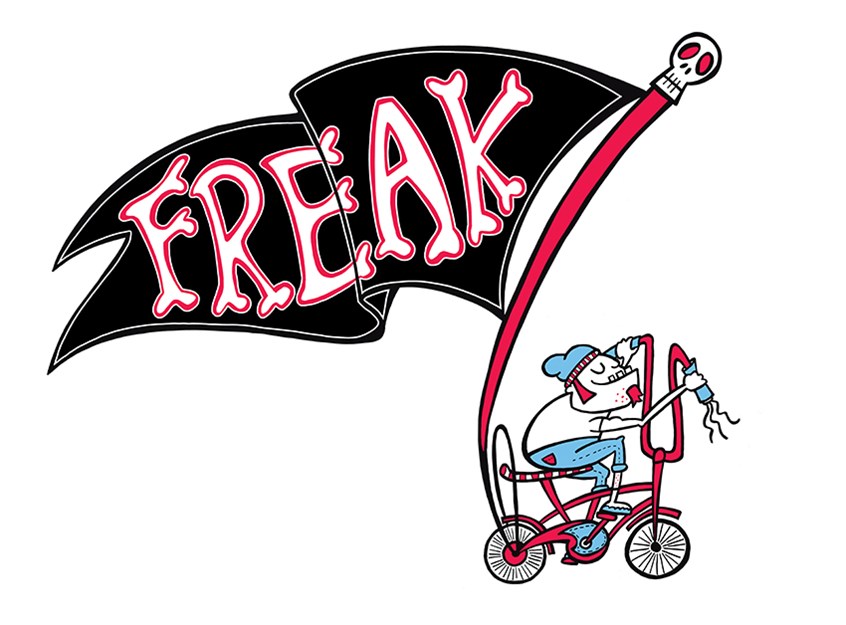 illustration of Licensed image for mugs, t-shirts and tech merchandise for Little Weirdo Shop. Celebrating the weirdness in all of us.
Freak, Freak Flag, Weirdo, Biker, Character, Funny, Bike, Bicycle