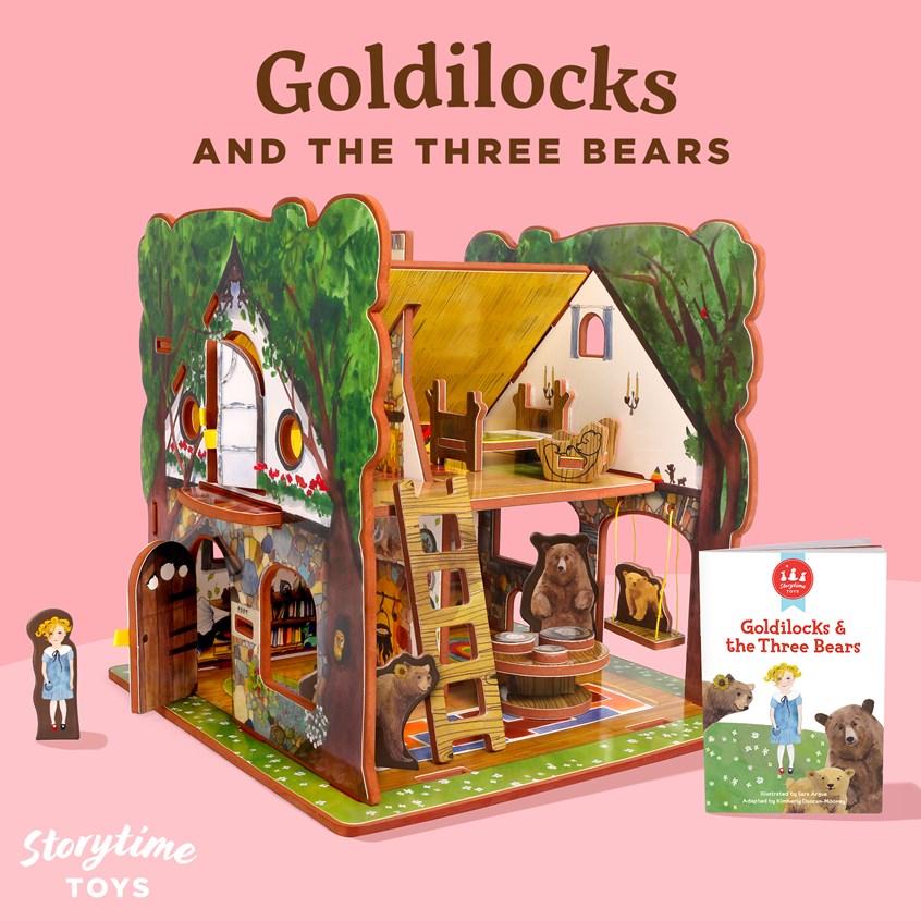 illustration of Goldilocks and the Three Bears, Fairytale, Classic Story, Toy, 3D Playset, Children's Book, Illustration, Woodland House, Tree House, Doll House, Toy Design