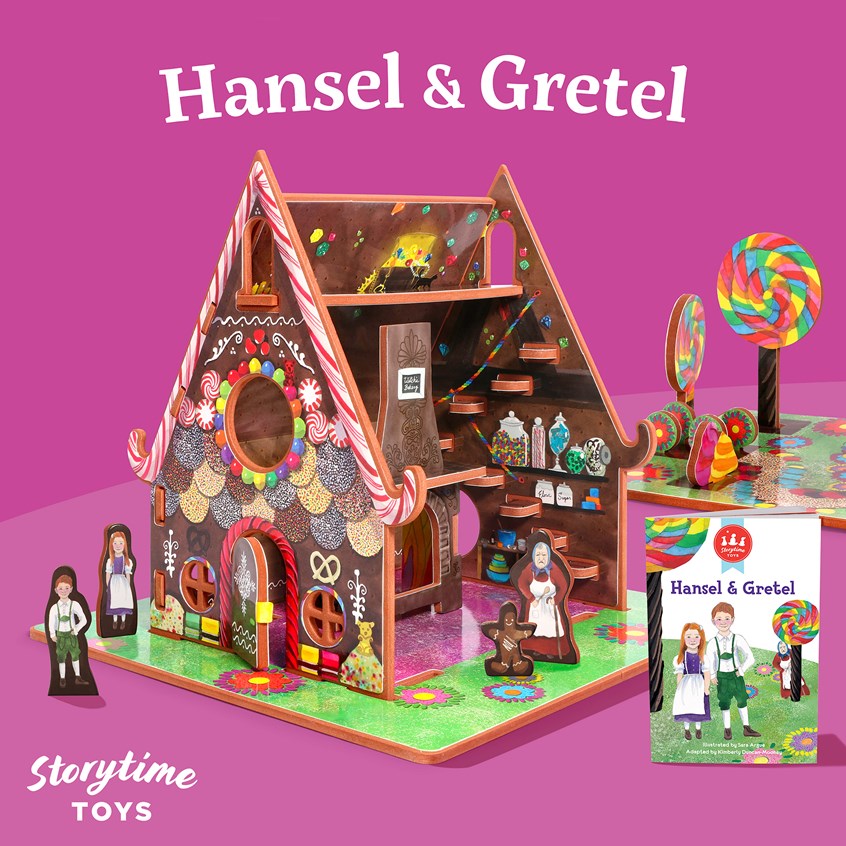 illustration of Hansel and Gretel, Fairytale, Classic Story, Toy, 3D Playset, Children's Book, Illustration, Gingerbread House, Candy, Doll House, Toy Design