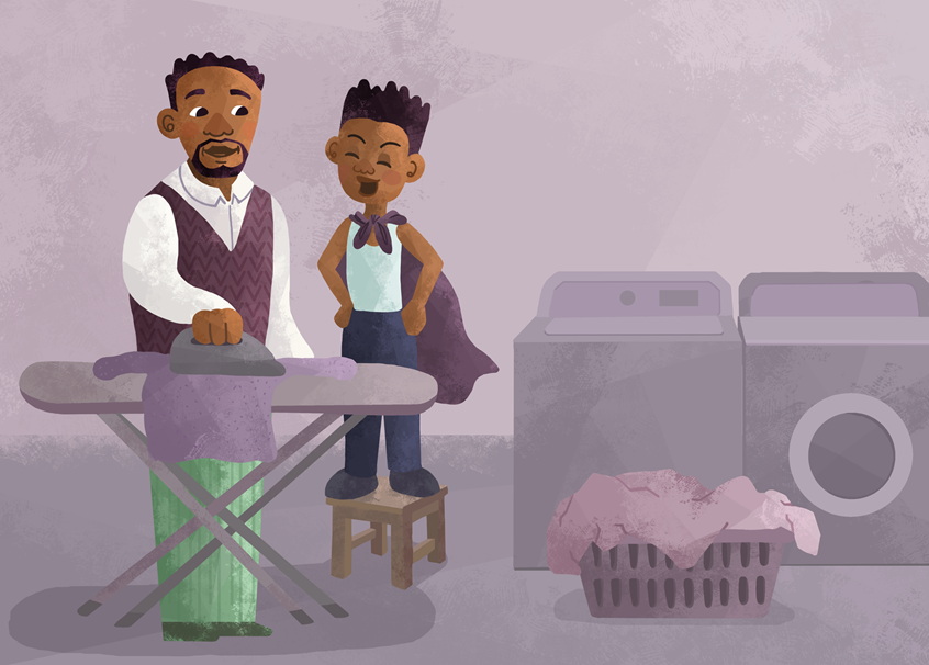 illustration of Children's Picture Book commissioned by Room to Read Peace and Equality project. 24 page
book project sprint completed in 4 weeks.
inventors, learning, birthday, baking, history, father, family, party, African american history, kidlitart, children's books, publishing, ice cream, parenting, advice, comfort, warm, fall, school, parent, iron, cape, superhero, playtime