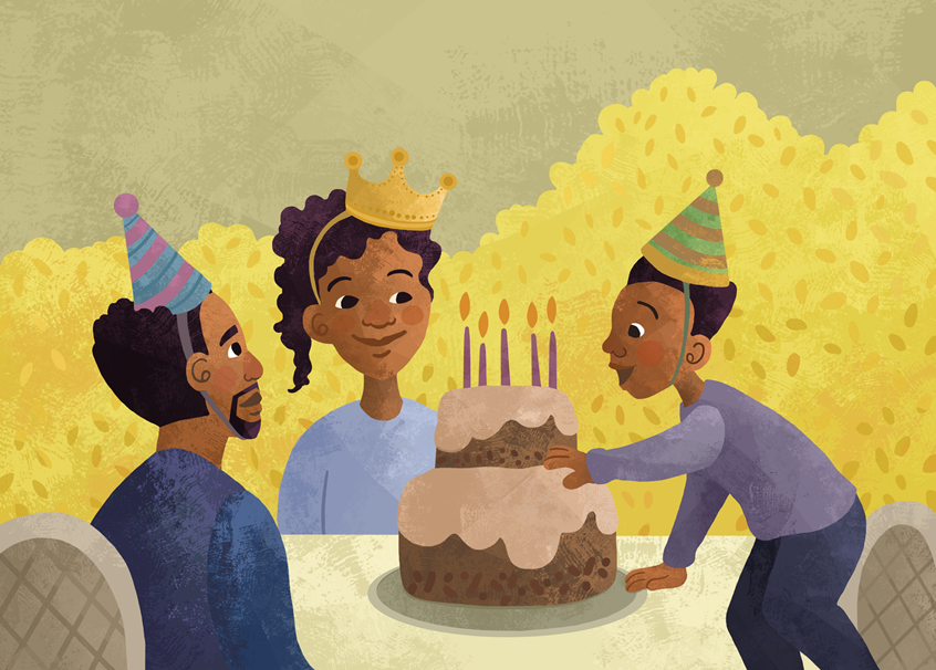 illustration of Children's Picture Book commissioned by Room to Read Peace and Equality project. 24 page
book project sprint completed in 4 weeks.
inventors, learning, birthday, baking, history, father, family, party, African american history, kidlitart, children's books, publishing, ice cream, parenting, advice, comfort, warm, fall, school, parent
