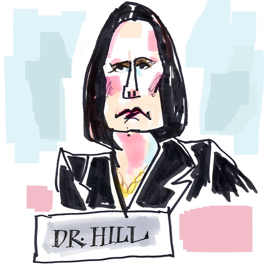 illustration of Assistant to Pence, Fiona Hill , on Impeachment.