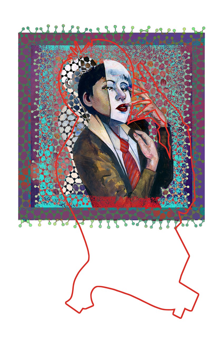 illustration of THE GENDER PROJECT- reimagining gender. Asian, Conceptual Portrait, Fantasy, Gender, Gender Fluid, Gender Spectrum, Indian, LGBTQ, Lesbian, Masks, Renaissance, Transgender, Transformation, Transition,