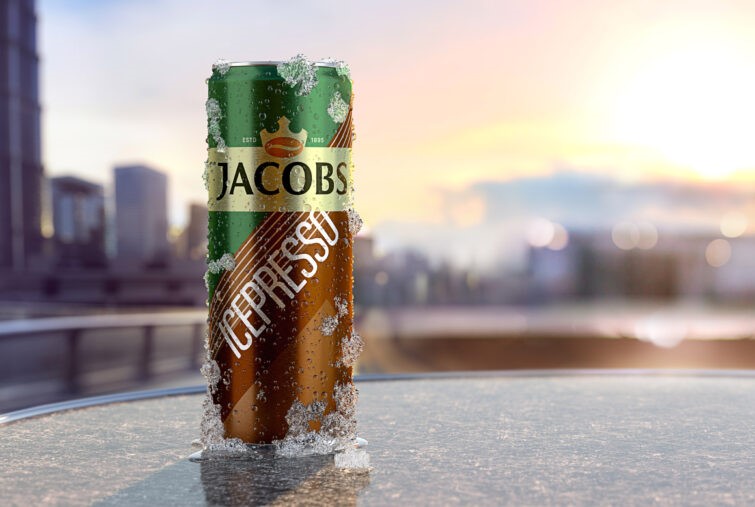 illustration of packaging, FMCG, CGI, 3D, photorealistic, photoreal, fashion, fashion and beauty, smooth, shiny, texture, branding, advertising, premium, perfume, product, poster, retail, pack shot, liquid, fluid, texture, branding, drips, studio, lighting, coffee, drink, nature, sunlight, bottle, brand, refreshing, ice, icy, cold, table, city, urban,