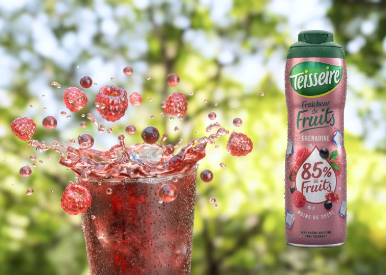 illustration of packaging, FMCG, CGI, 3D, photorealistic, photoreal, fashion, fashion and beauty, smooth, shiny, texture, branding, advertising, premium, perfume, product, poster, retail, pack shot, liquid, fluid, texture, branding, drips, studio, lighting, berries, drink, nature, sunlight, bottle, brand, refreshing, fruit,