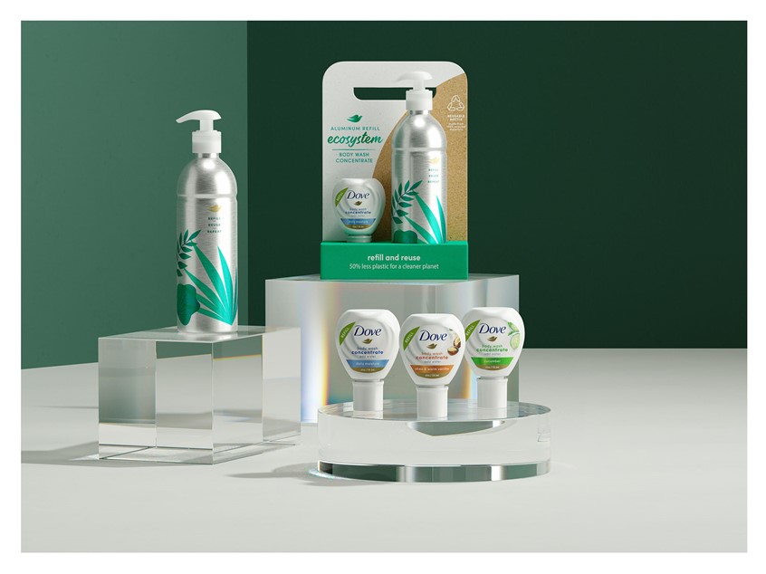 illustration of packaging, 3D, CGI, brand, branding, cosmetics, bottles, bathroom, pump, display, retail, shampoo, product, perplex, advertising, lifestyle, ecological, recycling, recycle, glamour, hair and beauty, beauty, shopping,