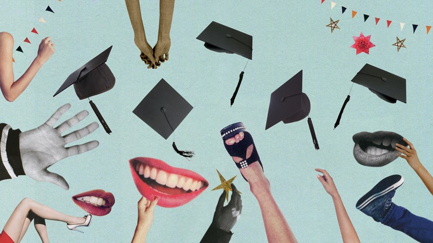 illustration of So what next? is an animation and graphic design commissioned by the Alumni Department at the Norwich University of the Arts.
Collage, montage, magazine, lips, limbs, shoes, stilettos, sandals, beauty, nose, faces, hands, boots, fashion, modern, contemporary, style, legs, magazine cuttings, physical, natural, vogue, trend, mode, fad, graduation, students, future, celebration