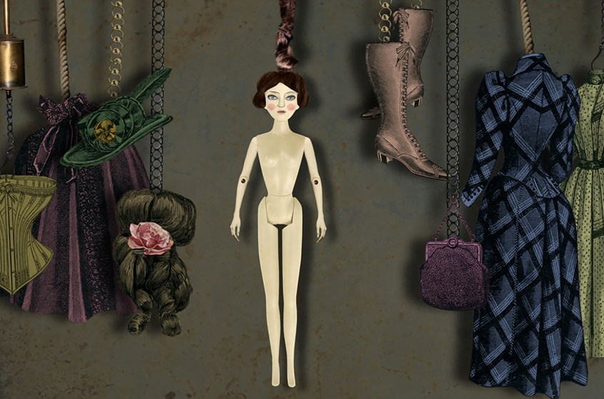 illustration of Hysterical Females film was a personal project to mark the 100th anniversary of women’s suffrage. Suffragettes, suffragists, women's suffrage, women, women's studies, women's history, women's rights, women's liberation, equal rights, feminism, women's lib, movement, womanism, sisterhood, votes for women, doll, woman, nude, clothes, accessories, archive, vintage, shoes, hair, wig, flower, dark, bag, brown, International Women's Day, herstory.