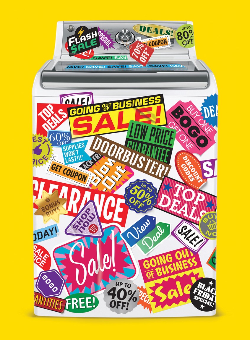 illustration of Typographic illustration. CLIENT: Consumer Reports. ART DIRECTOR: Ewelina Mrowiec
shop, sale, discount, clearance, labels, stickers, products, laundry, discount