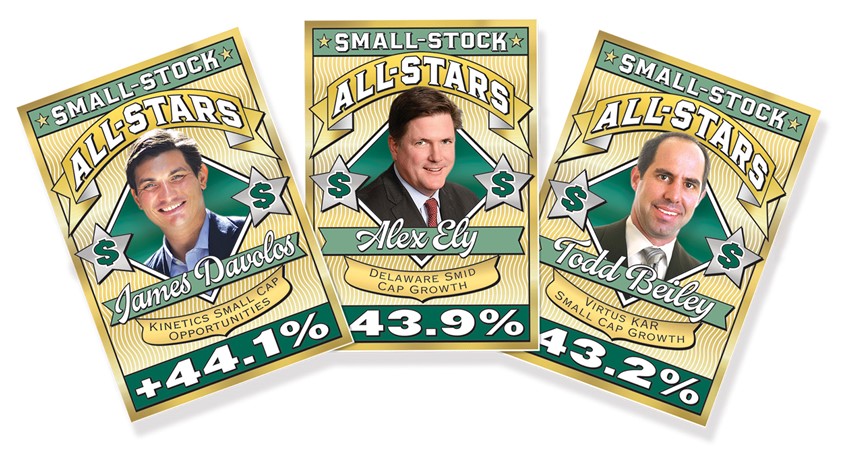 illustration of Playing card illustrations featuring top fund managers. CLIENT: Wall Street Journal. ART DIRECTOR: Sheryl Dermawan.
Stock, stock market, playing cards, money, gold, percentages, dollar, small-cap, growth, profit